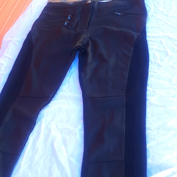 SEXY BBJEANS BLACK Faux Leather & cloth leggings Pants size L NEW NWOT - Picture 2 of 11